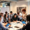 Profesioniști discutând despre strategii de afaceri în 2025.